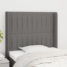 Tête de lit avec oreilles Gris foncé 83x16x118/128 cm Tissu