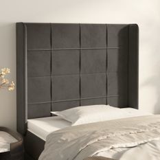 Tête de lit avec oreilles Gris foncé 93x16x118/128 cm Velours