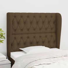 Tête de lit avec oreilles Marron foncé 103x23x118/128 cm Tissu