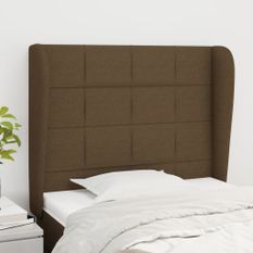 Tête de lit avec oreilles Marron foncé 93x23x118/128 cm Tissu