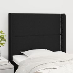 Tête de lit avec oreilles Noir 103x16x118/128 cm Tissu