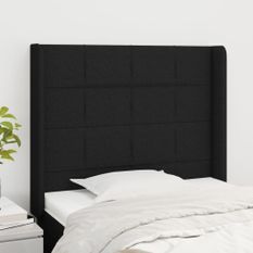 Tête de lit avec oreilles Noir 103x16x118/128 cm Tissu