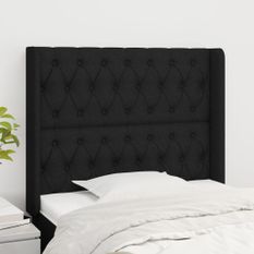 Tête de lit avec oreilles Noir 103x16x118/128 cm Tissu