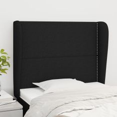 Tête de lit avec oreilles Noir 103x23x118/128 cm Tissu