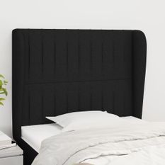 Tête de lit avec oreilles Noir 103x23x118/128 cm Tissu