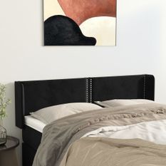 Tête de lit avec oreilles Noir 147x16x78/88 cm Velours