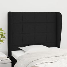 Tête de lit avec oreilles Noir 83x23x118/128 cm Tissu