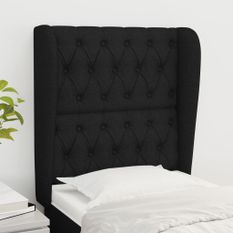 Tête de lit avec oreilles Noir 83x23x118/128 cm Tissu