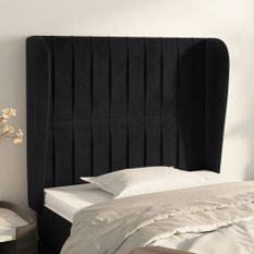 Tête de lit avec oreilles Noir 83x23x118/128 cm Velours