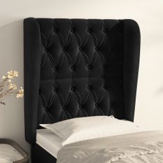 Tête de lit avec oreilles Noir 83x23x118/128 cm Velours