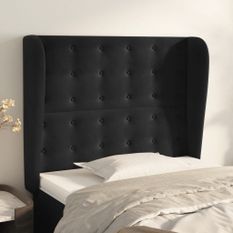 Tête de lit avec oreilles Noir 83x23x118/128 cm Velours