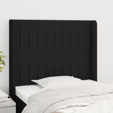 Tête de lit avec oreilles Noir 93x16x118/128 cm Tissu