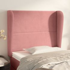 Tête de lit avec oreilles Rose 103x23x118/128 cm Velours