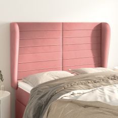 Tête de lit avec oreilles Rose 147x23x118/128 cm Velours