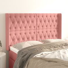 Tête de lit avec oreilles Rose 163x16x118/128 cm Velours