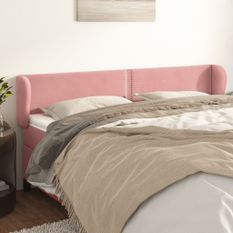 Tête de lit avec oreilles Rose 203x23x78/88 cm Velours