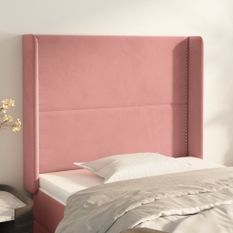 Tête de lit avec oreilles Rose 83x16x118/128 cm Velours