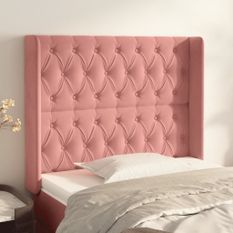 Tête de lit avec oreilles Rose 93x16x118/128 cm Velours