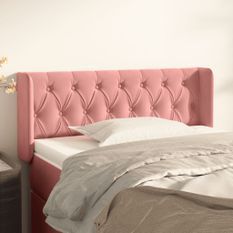 Tête de lit avec oreilles Rose 93x16x78/88 cm Velours