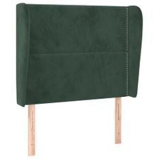 Tête de lit avec oreilles Vert foncé 103x23x118/128 cm Velours