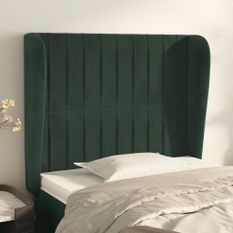 Tête de lit avec oreilles Vert foncé 103x23x118/128 cm Velours