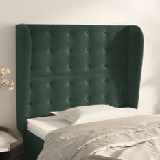 Tête de lit avec oreilles Vert foncé 103x23x118/128 cm Velours