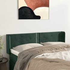 Tête de lit avec oreilles Vert foncé 147x16x78/88 cm Velours