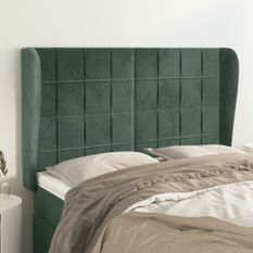 Tête de lit avec oreilles Vert foncé 147x23x118/128 cm Velours