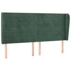 Tête de lit avec oreilles Vert foncé 183x23x118/128 cm Velours