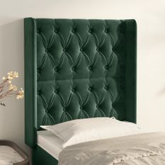 Tête de lit avec oreilles Vert foncé 83x16x118/128 cm Velours