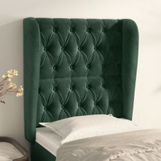 Tête de lit avec oreilles Vert foncé 83x23x118/128 cm Velours