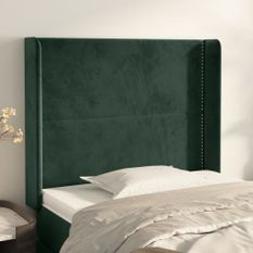 Tête de lit avec oreilles Vert foncé 93x16x118/128 cm Velours