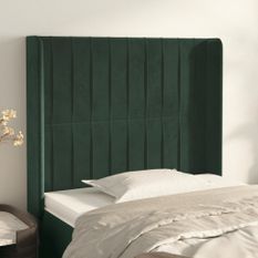 Tête de lit avec oreilles Vert foncé 93x16x118/128 cm Velours