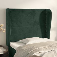 Tête de lit avec oreilles Vert foncé 93x23x118/128 cm Velours