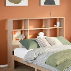 Tête de lit avec rangement 120 cm bois massif de pin