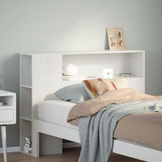 Tête de lit avec rangement blanc 100 cm bois massif de pin