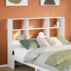 Tête de lit avec rangement blanc 120 cm bois massif de pin