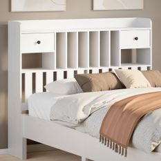 Tête de lit avec rangement blanc 135 cm bois massif de pin