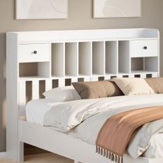 Tête de lit avec rangement blanc 140 cm bois massif de pin