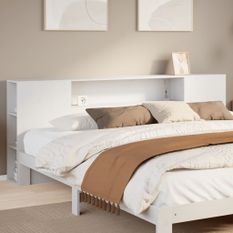 Tête de lit avec rangement blanc 180 cm bois massif de pin