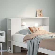 Tête de lit avec rangement blanc 90 cm bois massif de pin