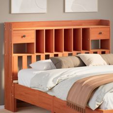 Tête de lit avec rangement cire marron 160cm bois massif de pin