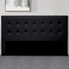 Tête de lit capitonnée simili cuir noir Pitola 140 cm