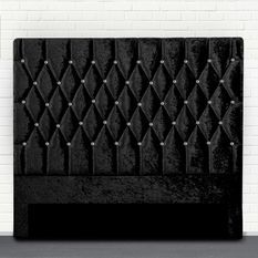 Tête de lit capitonnée velours noir avec strass Focci 160 cm