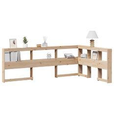 Tête de lit de bibliothèque en forme de L bois massif de pin