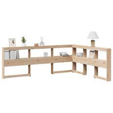 Tête de lit de bibliothèque en forme de L bois massif de pin
