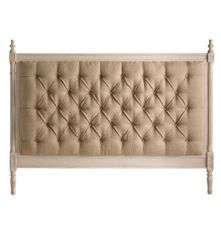 Tête de lit lin beige et manguier massif blanc cassé 160 Anais