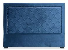 Tête de lit moderne velours bleu Mathy 180