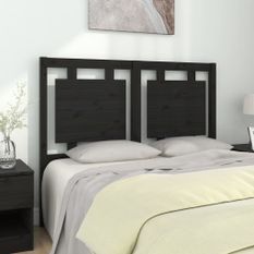 Tête de lit Noir 125,5x4x100 cm Bois massif de pin 3