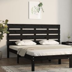 Tête de lit Noir 160x3x80 cm Bois massif de pin